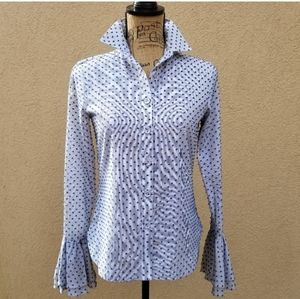 10 CROSBY DEREK LAM PINSTRIPED SWISS DOTS SHIRT